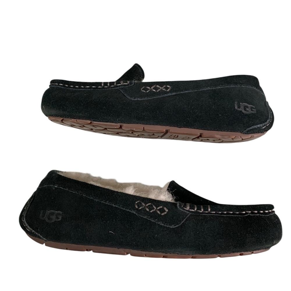 UGG Ansley Black Loafers Slip-Ons with Cozy Sheepskin Lining - Picture 8 of 12